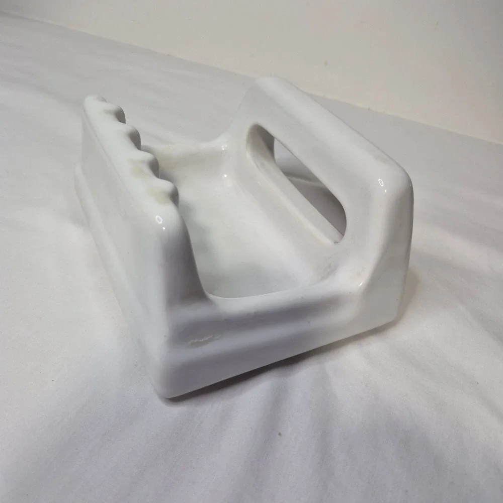Vintage MCM Ceramic Soap Dish White Recessed Wall Mount Grab Bar USA M-505 Retro